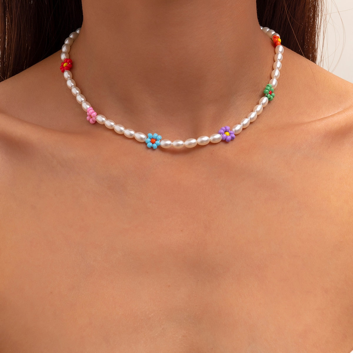 Trendy Flower Passion Beads Choker Necklace Sunset and Swim C04226