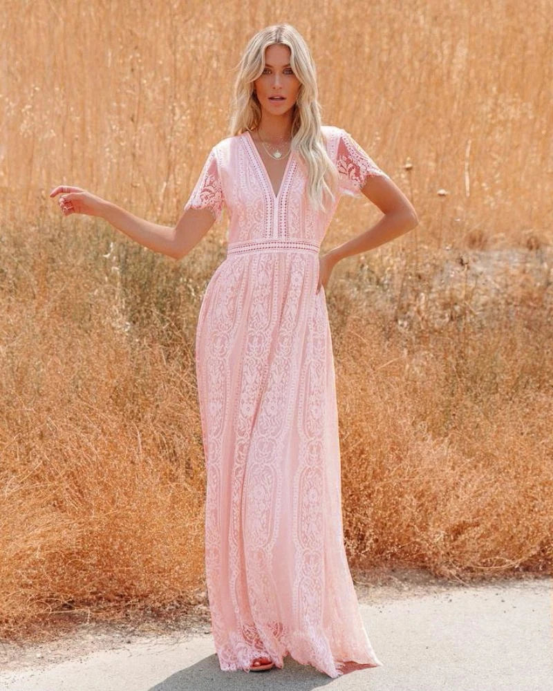 Enchanted Pink Lace Boho Dress [Spirit and Rebel]   