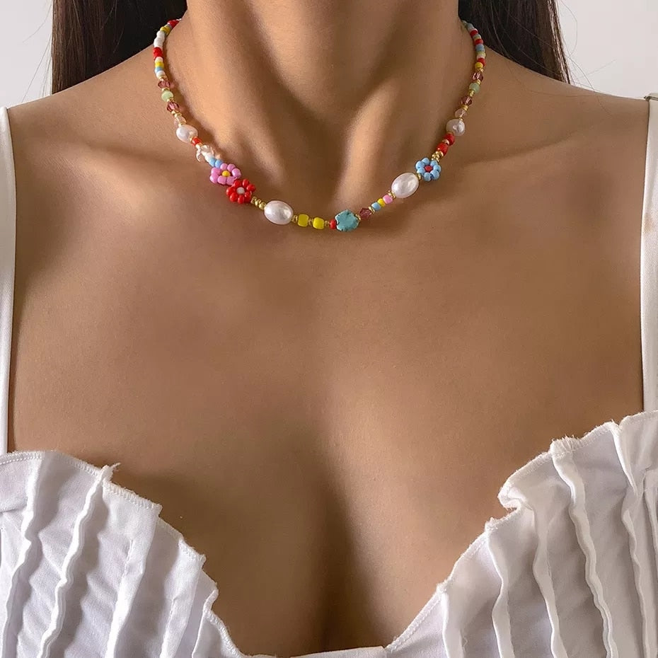 Trendy Flower Passion Beads Choker Necklace Sunset and Swim C04212