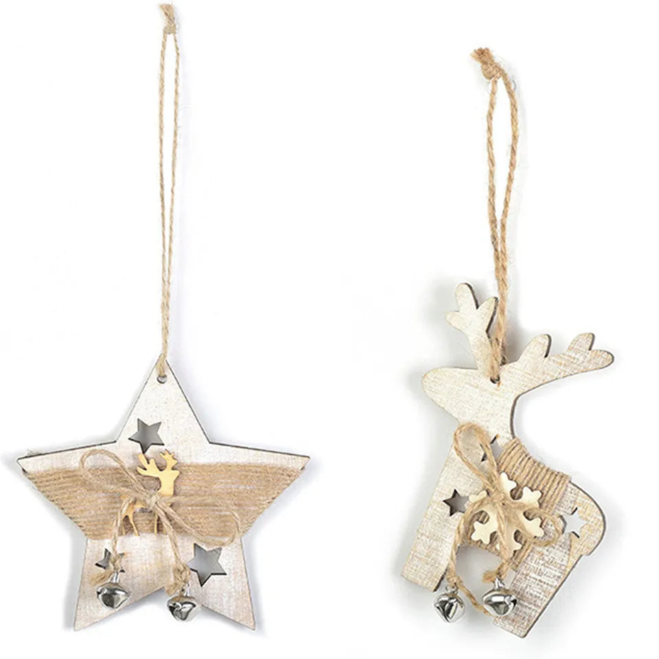 Enchanting 3-Piece Boho Christmas Wooden Pendants Set [Spirit and Rebel]   