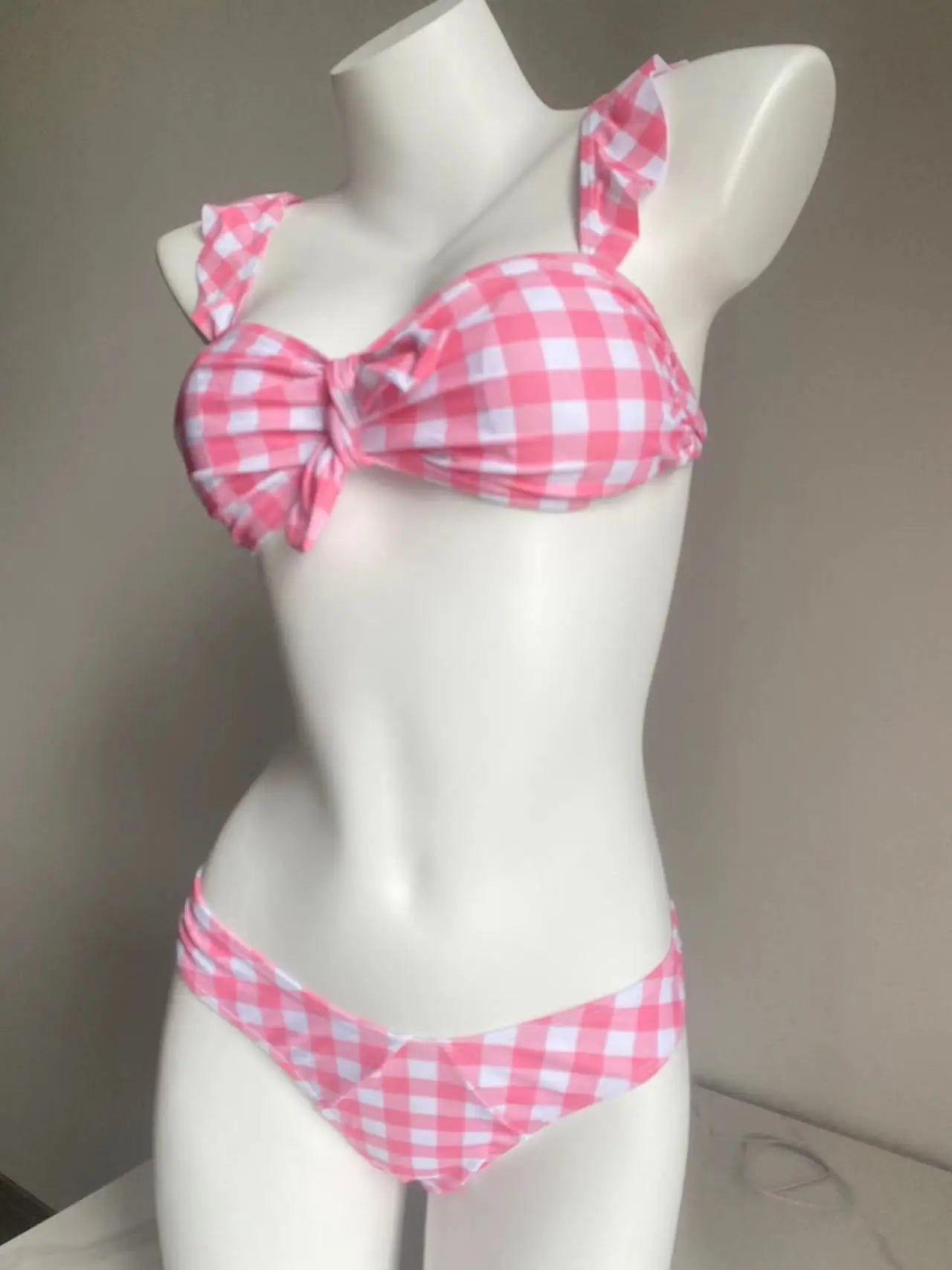 Summer Charm Plaid Bow Bikini Sunset and Swim