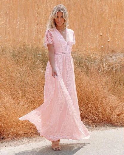 Enchanted Pink Lace Boho Dress [Spirit and Rebel]   