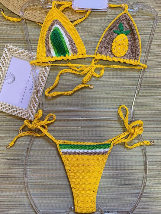 Pineapple Paradise Yellow Crochet Bikini [Spirit and Rebel]