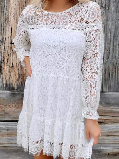 Amelia Casual White Lace Boho Dress [Spirit and Rebel]   