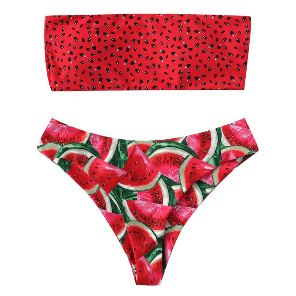 Watermelon Summer Crush Bandeau Bikini [Spirit and Rebel]