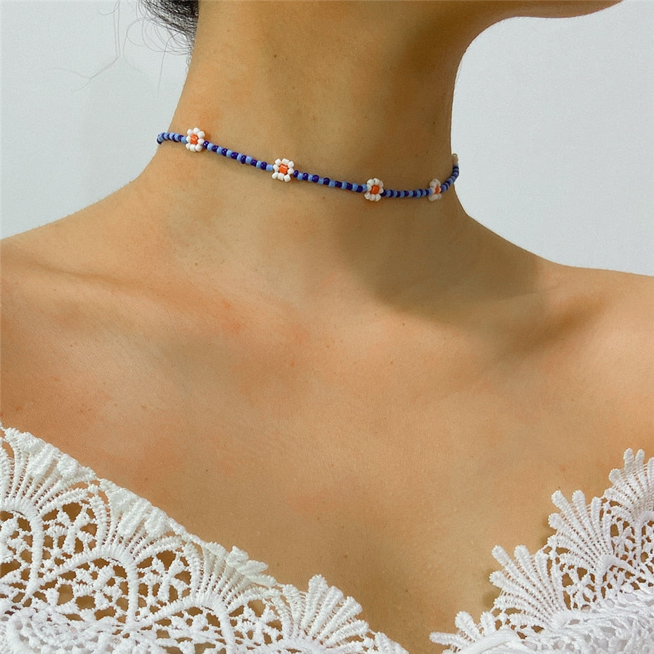 Trendy Flower Passion Beads Choker Necklace Sunset and Swim C03151