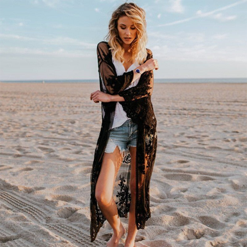 Boho Dreams Lace Embroided Cardigan Kimono [Spirit and Rebel]   