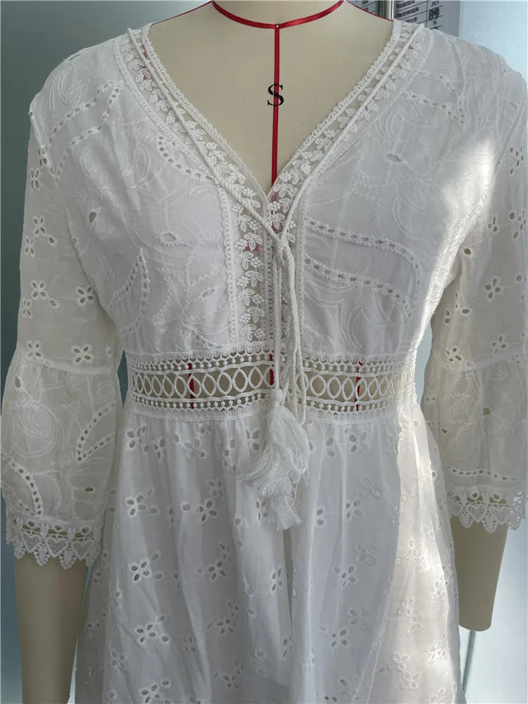 Sun-Kissed Lace Dream Boho Mini Dress [Spirit and Rebel]   