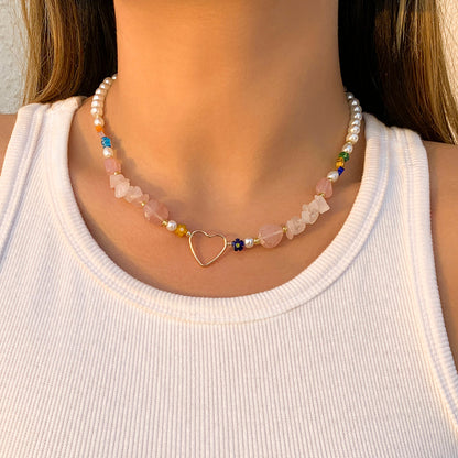 Trendy Flower Passion Beads Choker Necklace Sunset and Swim