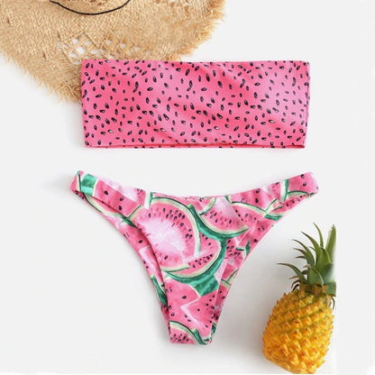 Watermelon Summer Crush Bandeau Bikini [Spirit and Rebel] Pink S