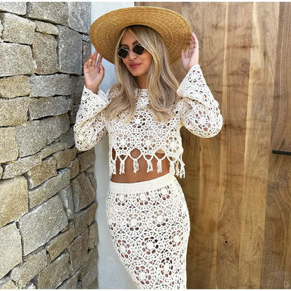 Sweet Boho Crochet Top and Skirt Set [Spirit and Rebel]   