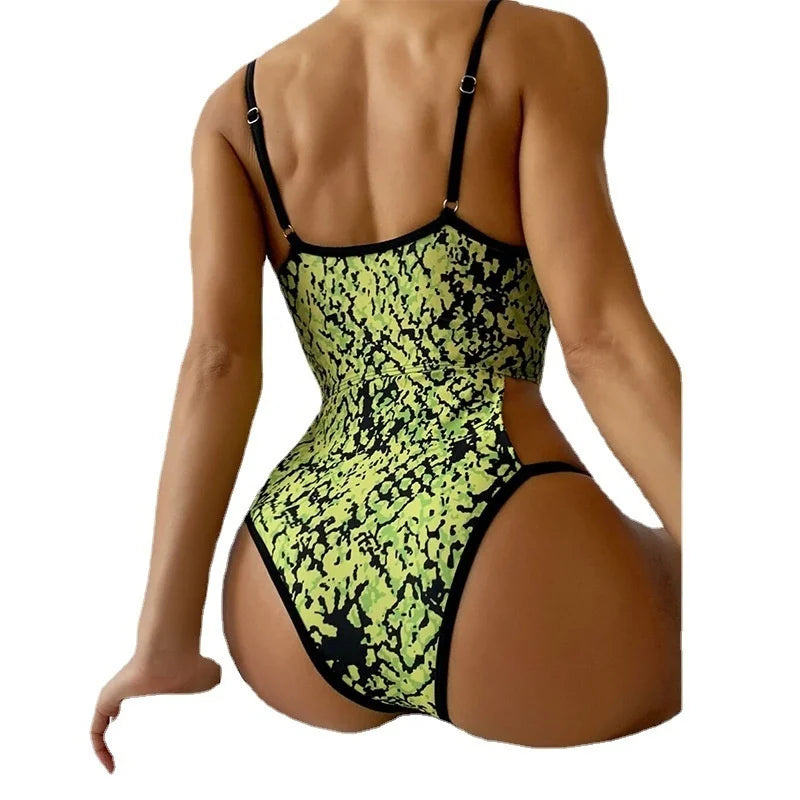 Side Cut Out Snake Print Swimsuit Sunset and Swim