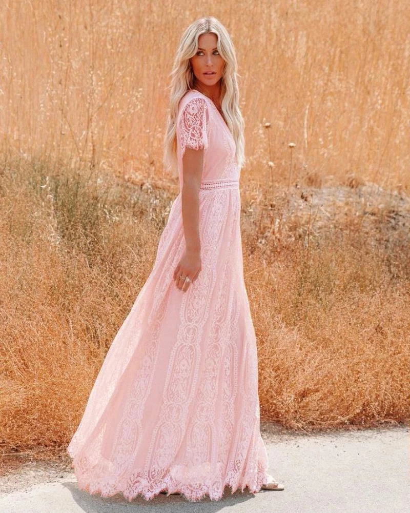 Enchanted Pink Lace Boho Dress [Spirit and Rebel]   