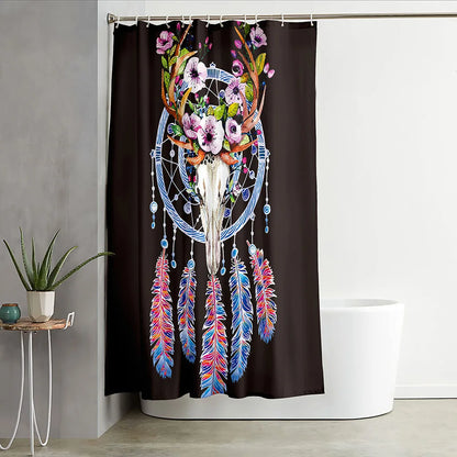 Dreamcatcher Dreamscape Curtain Boho Shower Curtain [Spirit and Rebel] Blue 150*180cm 