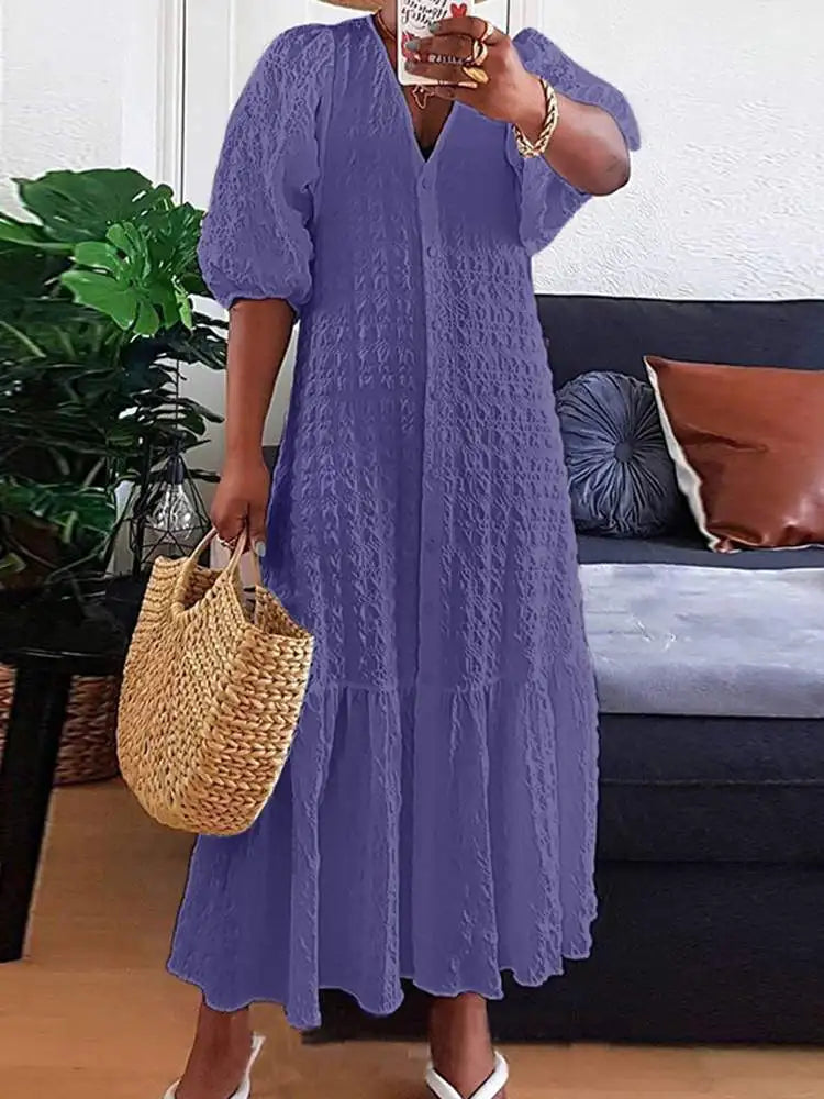 Ethereal Garden Delight Boho Plus Size Maxi Dress [Spirit and Rebel] S Purple 