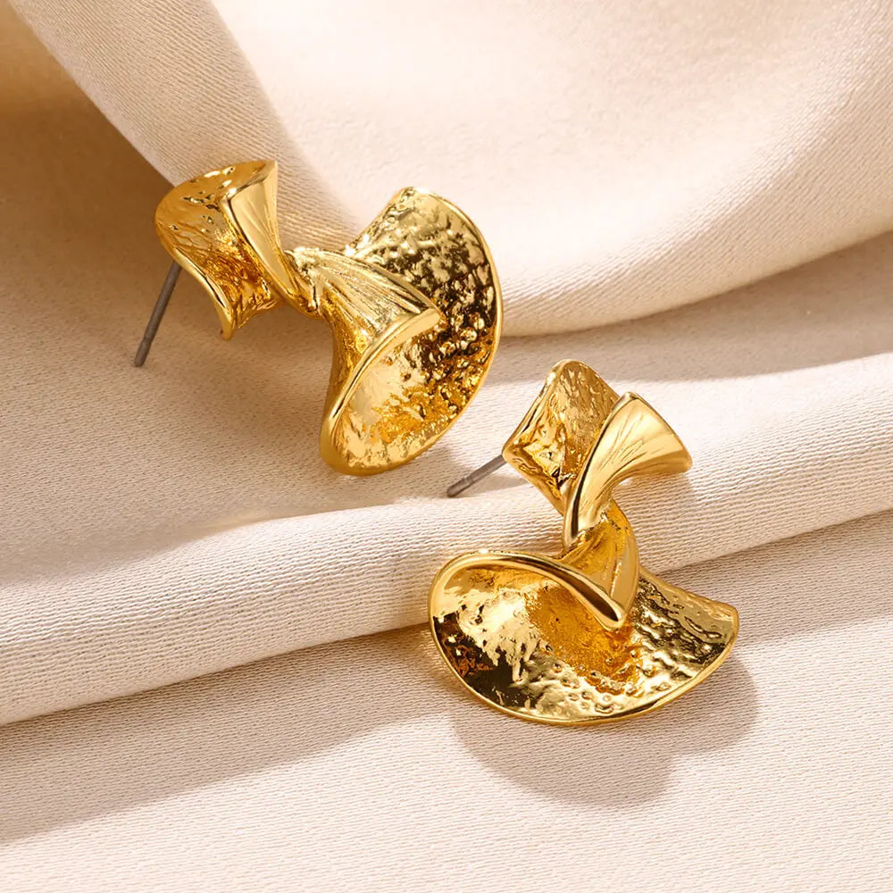 Boho Bow Gold Color Earrings [Spirit and Rebel] E4105G  