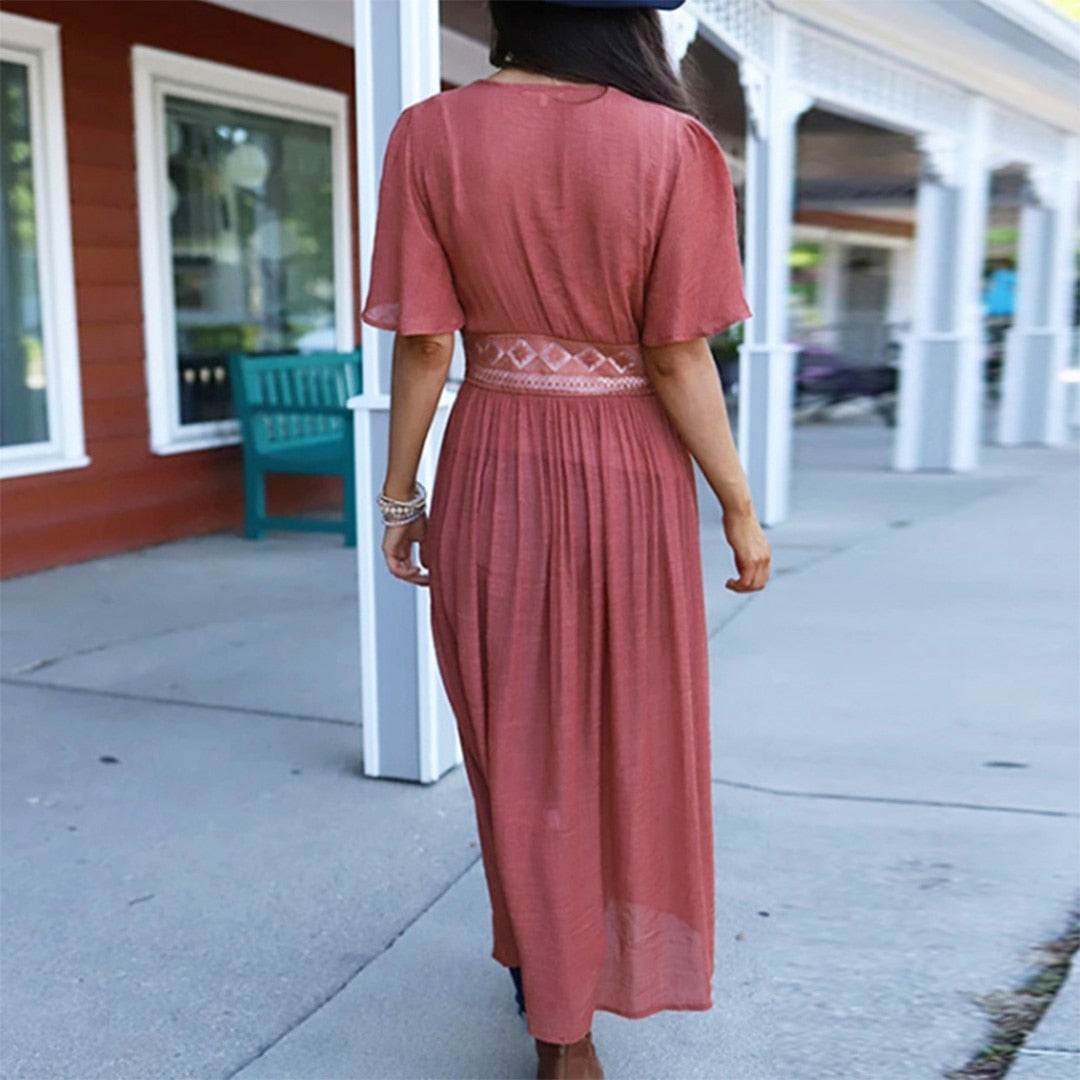 Boho Flow Mesh Sheer Beach Cover Up Sunset and Swim