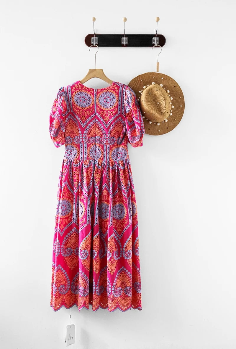 Pure Serenade Floral Puff Sleeve Boho Dress [Spirit and Rebel]   