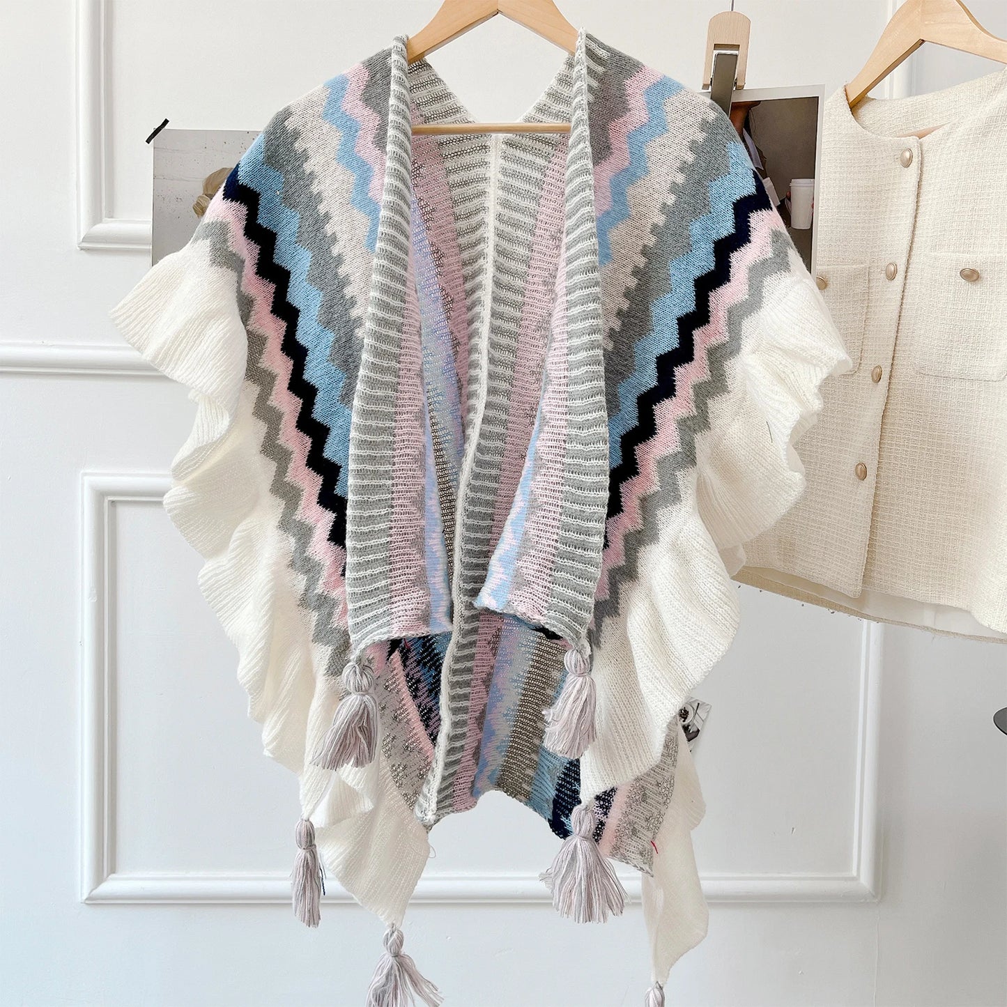 Spirit and Rebel Tassel Boho Cardigan [Spirit and Rebel] Light Pink One Size 