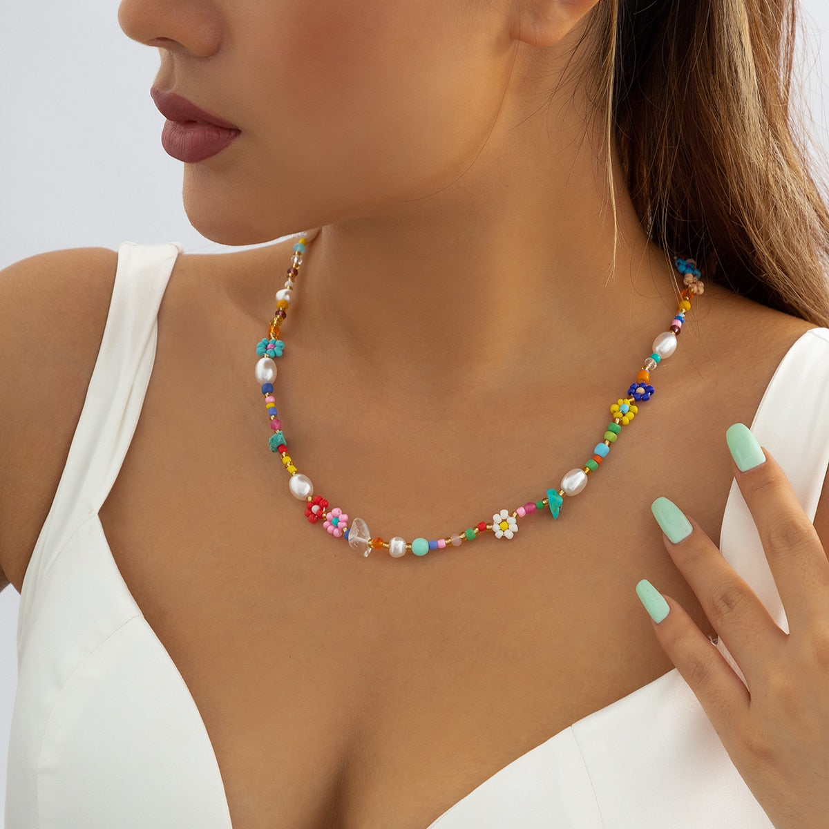 Trendy Flower Passion Beads Choker Necklace Sunset and Swim C05138