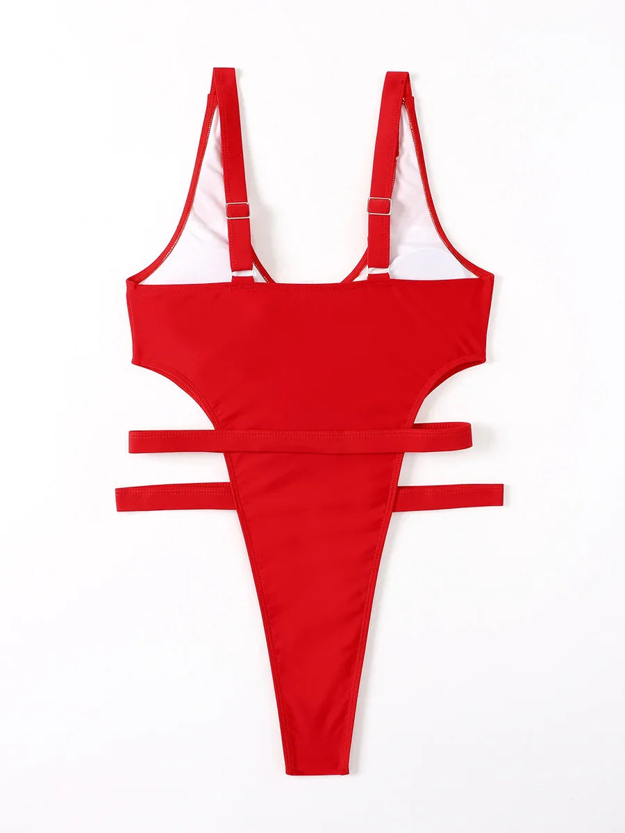 Fiji Extreme Thong High Cut Cut Out Swimsuit Sunset and Swim