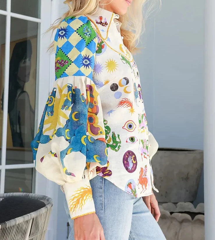 Retro Reverie Colourful Chic Boho Blouse [Spirit and Rebel]   