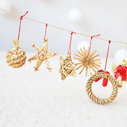 Natural Straw Christmas Tree Pendant Ornaments [Spirit and Rebel]   