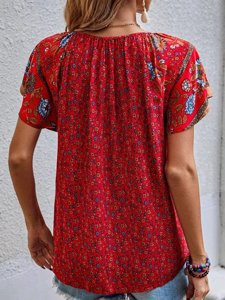 Spirit and Rebel Flowy Floral Boho Blouse [Spirit and Rebel]   