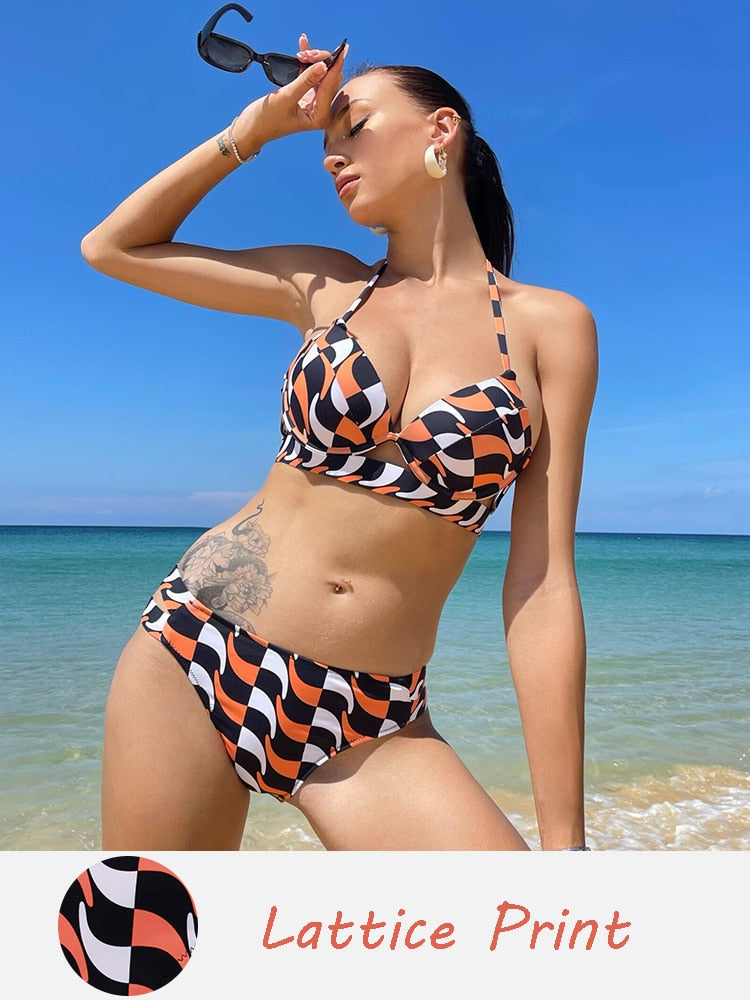 Sunset and Swim Ultra Push Up Bikini Sunset and Swim Lattice Print S