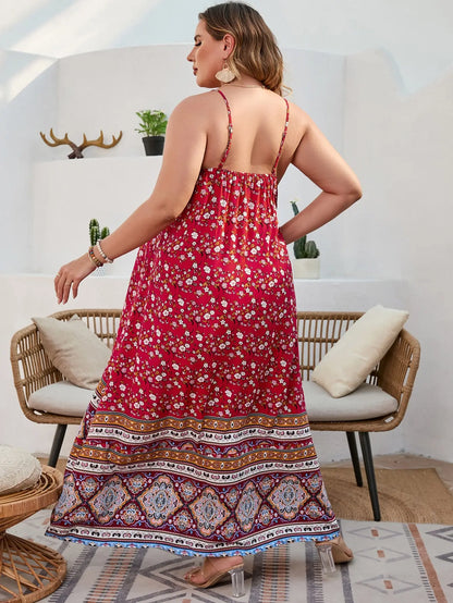 Spirit and Rebel Floral Boho Plus Size Maxi Dress [Spirit and Rebel]   