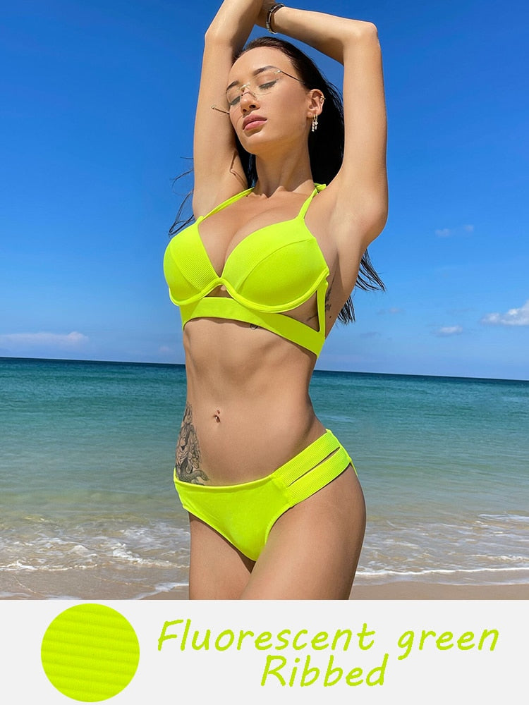 Sunset and Swim Ultra Push Up Bikini Sunset and Swim Fluorescent green S