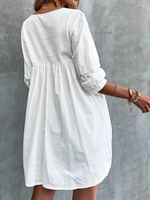 Amelia Casual White Lace Boho Dress [Spirit and Rebel]   