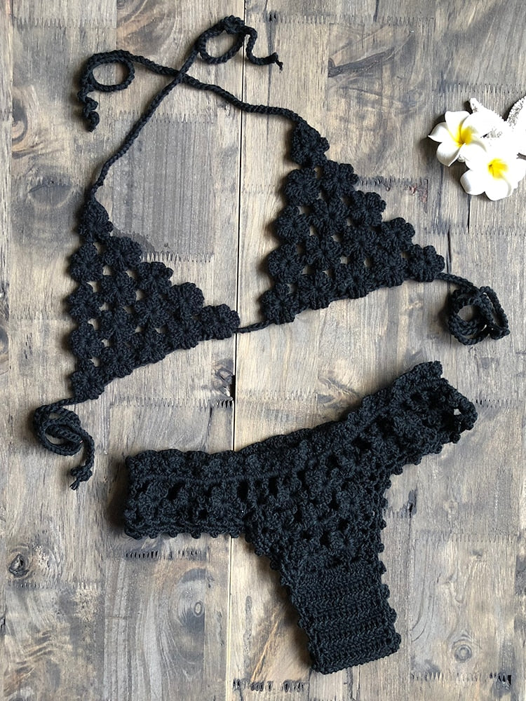 Boho Fantasy Crochet Bikini [Spirit and Rebel] Black S 