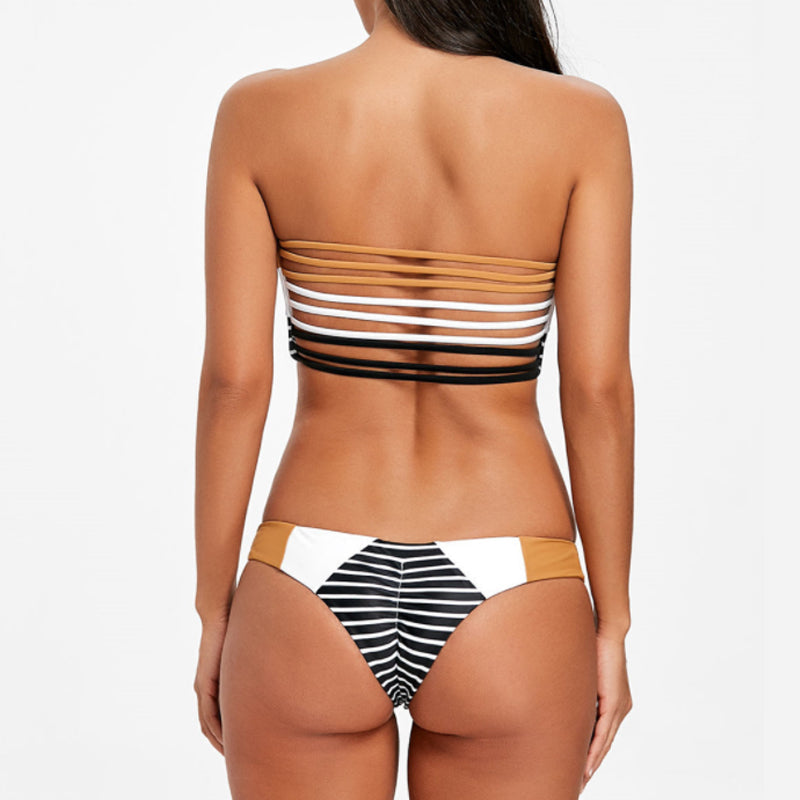 Low Waisted Off Shoulder Bandeau Brazilian Bikini [Spirit and Rebel]