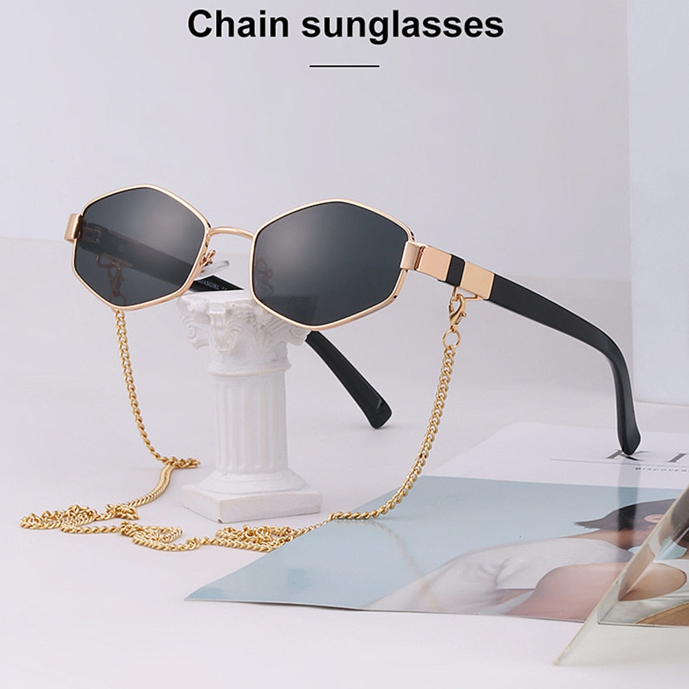 Sunshine Goddess Punk Sunglasses with Chain Sunset and Swim