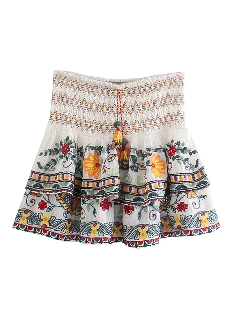 Free Your Mind Embroidered Boho Skirt and Top 2 Piece Set [Spirit and Rebel] Skirt 1 XS 