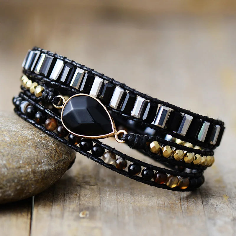 Earthbound Radiance Wrap Boho Bracelet [Spirit and Rebel] Black