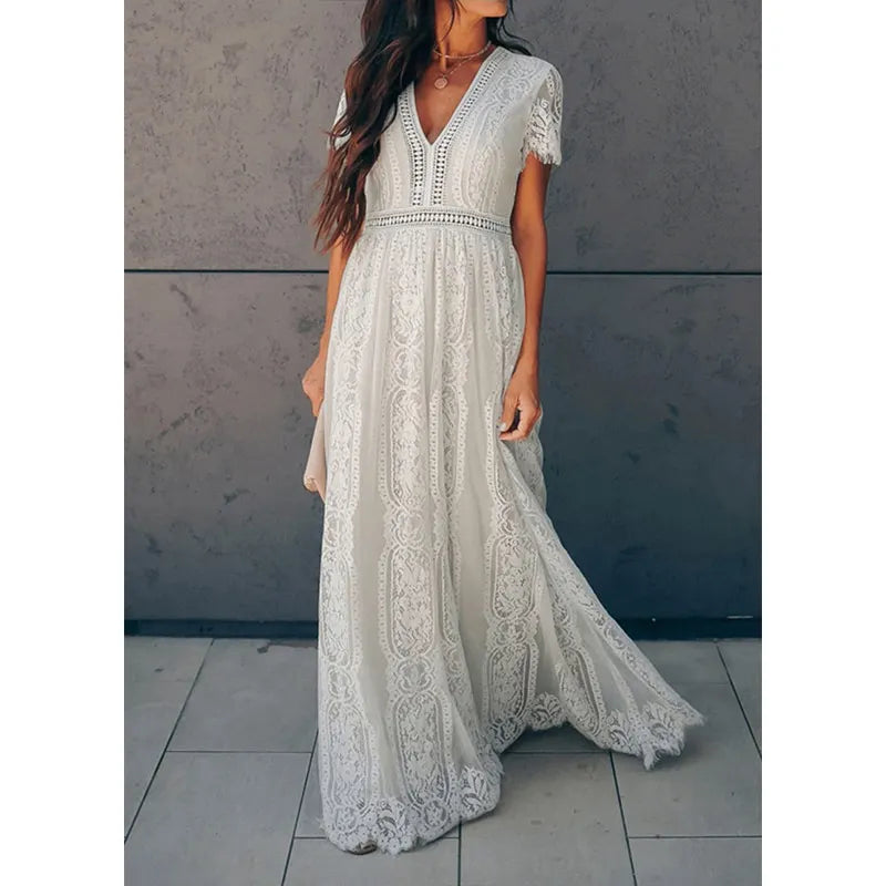 Ethereal Elegance Boho Lace Wedding Gown [Spirit and Rebel] Ivory/White S 