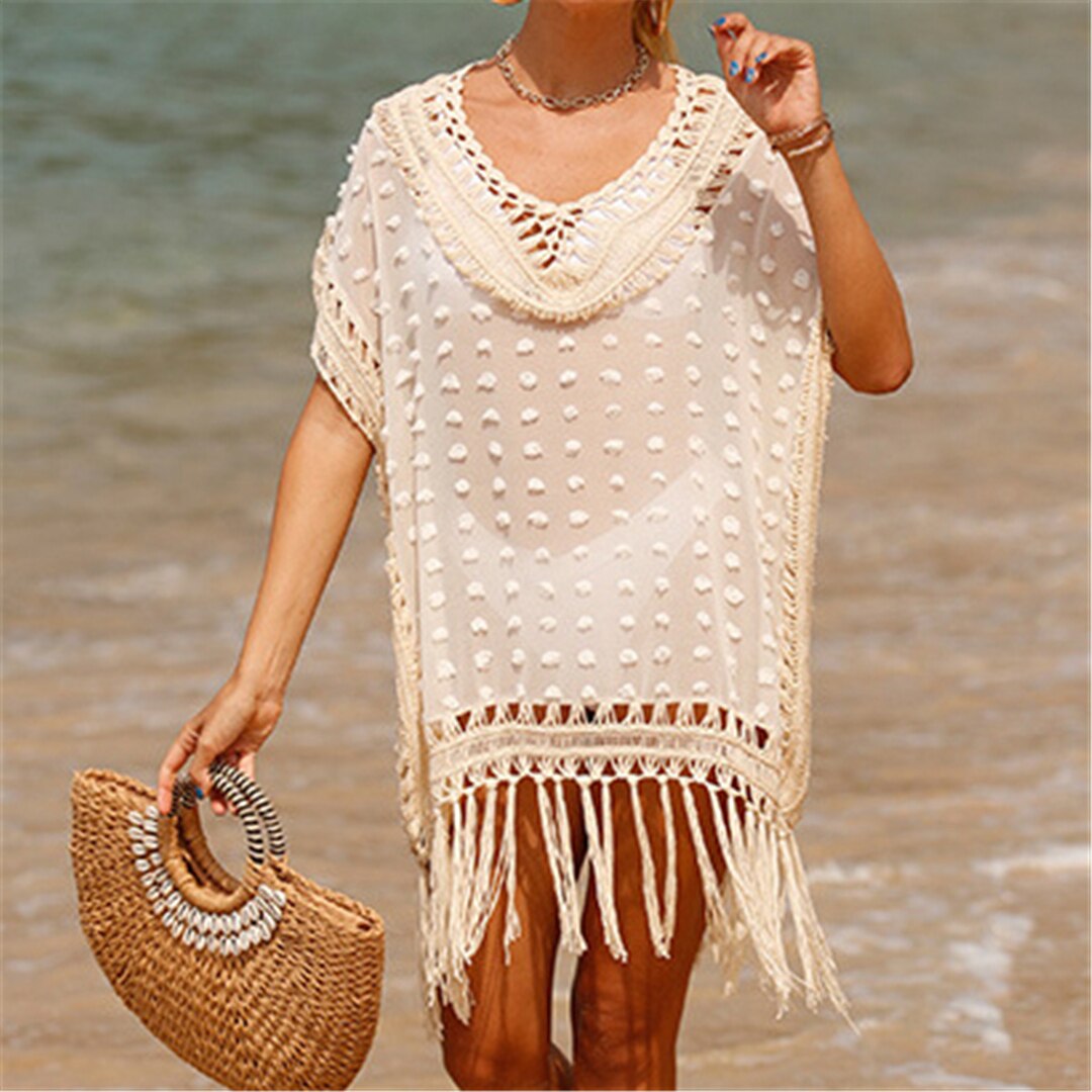 Sunset and Swim Fringe Tassel Crochet Beach Cover Up Sunset and Swim