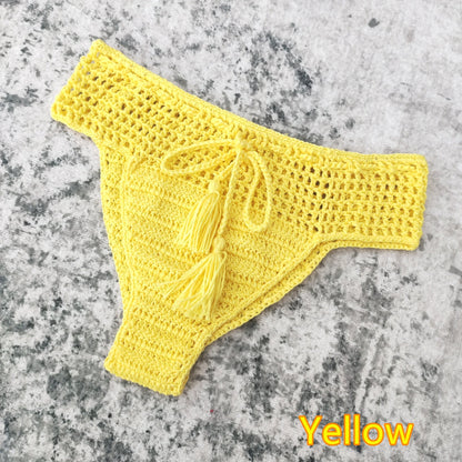 Handmade Tassel Crochet Bikini Bottoms [Spirit and Rebel] Yellow S