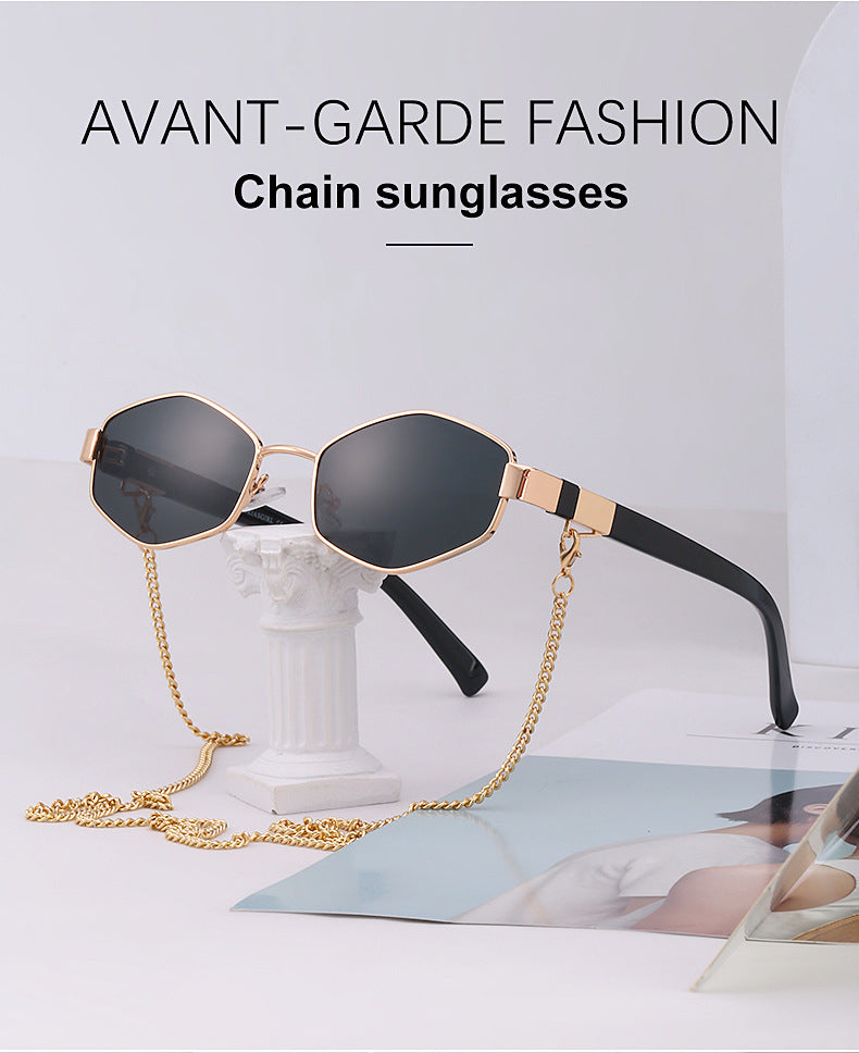 Sunshine Goddess Punk Sunglasses with Chain Sunset and Swim