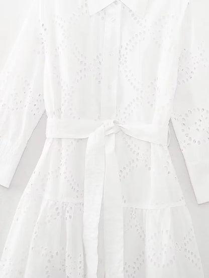 Whisper White Embroidered Boho Midi Dress [Spirit and Rebel]   