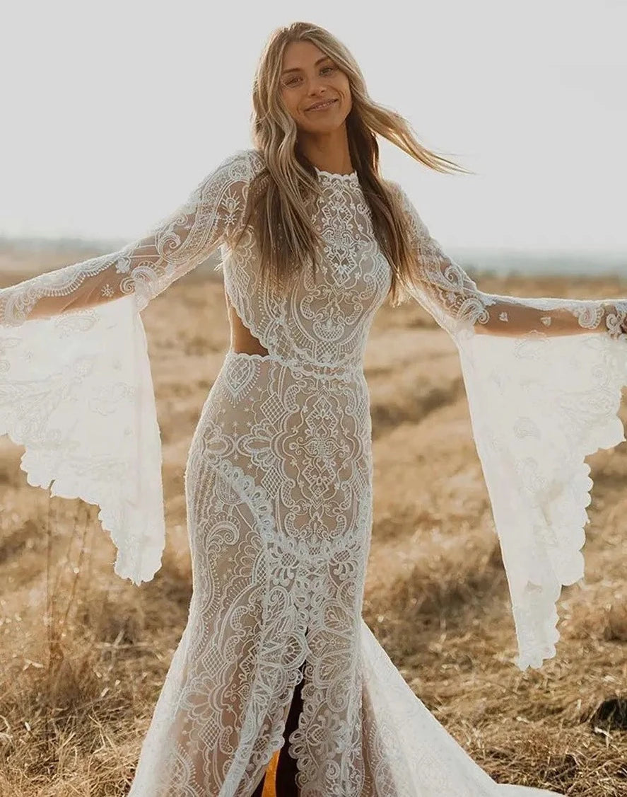 Wildflower Bride's Dream Boho Long Sleeve Wedding Dress [Spirit and Rebel]   