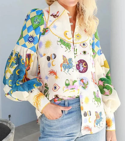 Retro Reverie Colourful Chic Boho Blouse [Spirit and Rebel]   