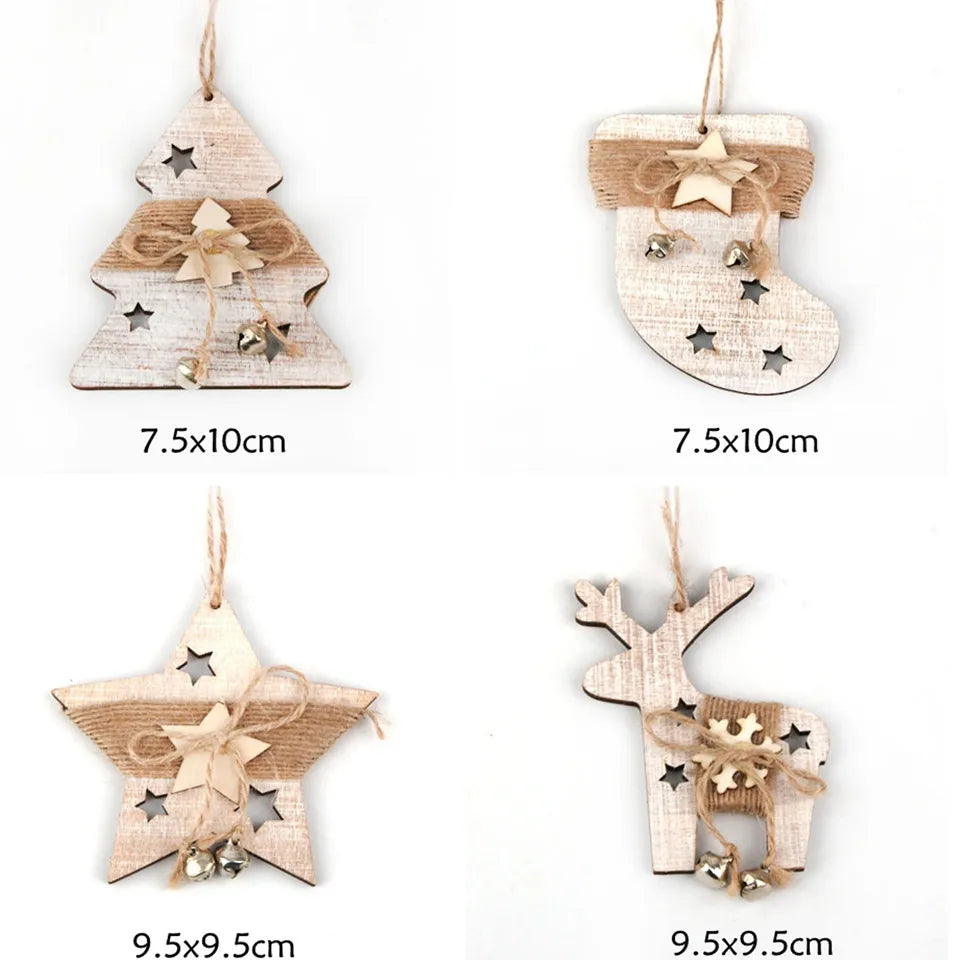 Enchanting 3-Piece Boho Christmas Wooden Pendants Set [Spirit and Rebel]   