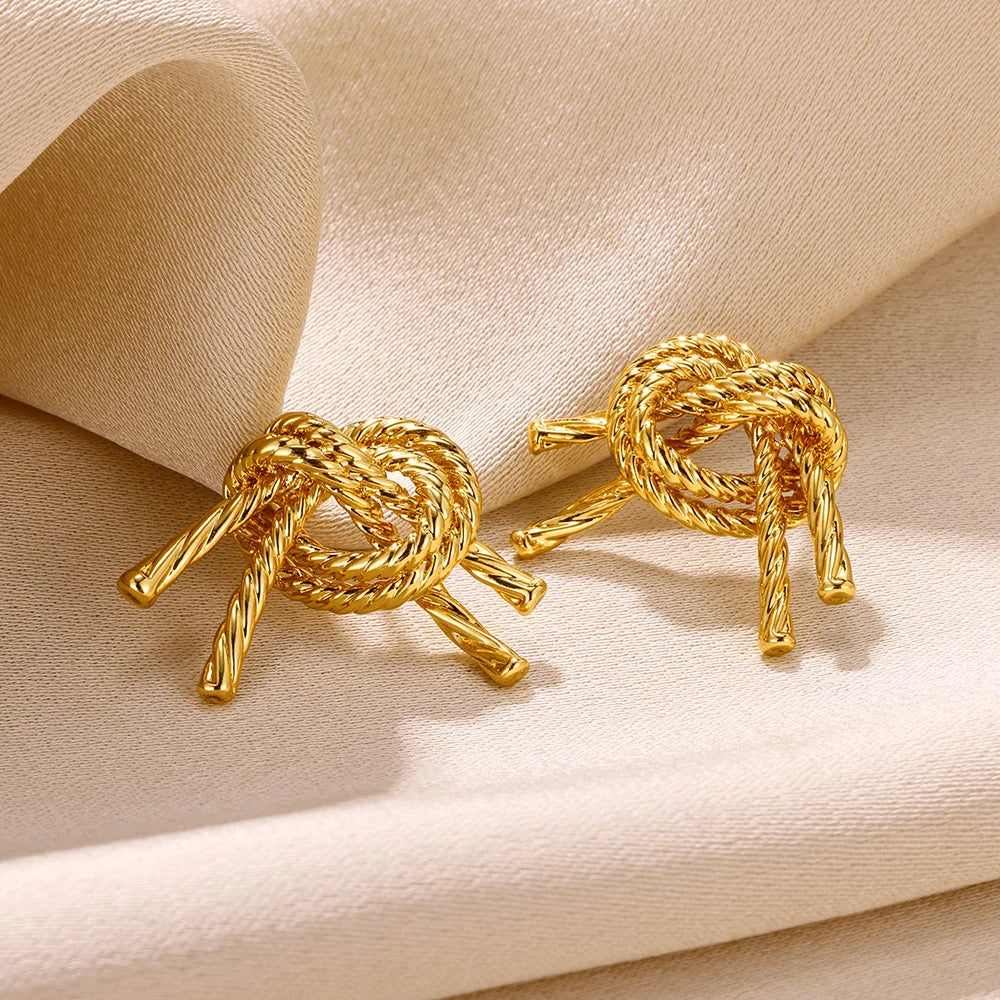 Boho Bow Gold Color Earrings [Spirit and Rebel] E4082G  