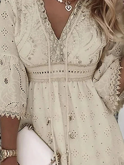 Sun-Kissed Lace Dream Boho Mini Dress [Spirit and Rebel]   