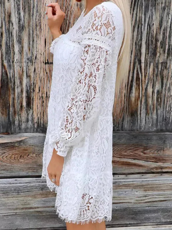 Amelia Casual White Lace Boho Dress [Spirit and Rebel]   