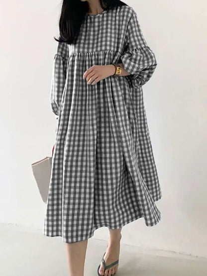 Plaid Breeze Dream Plus Size Boho Dress [Spirit and Rebel] S Black 