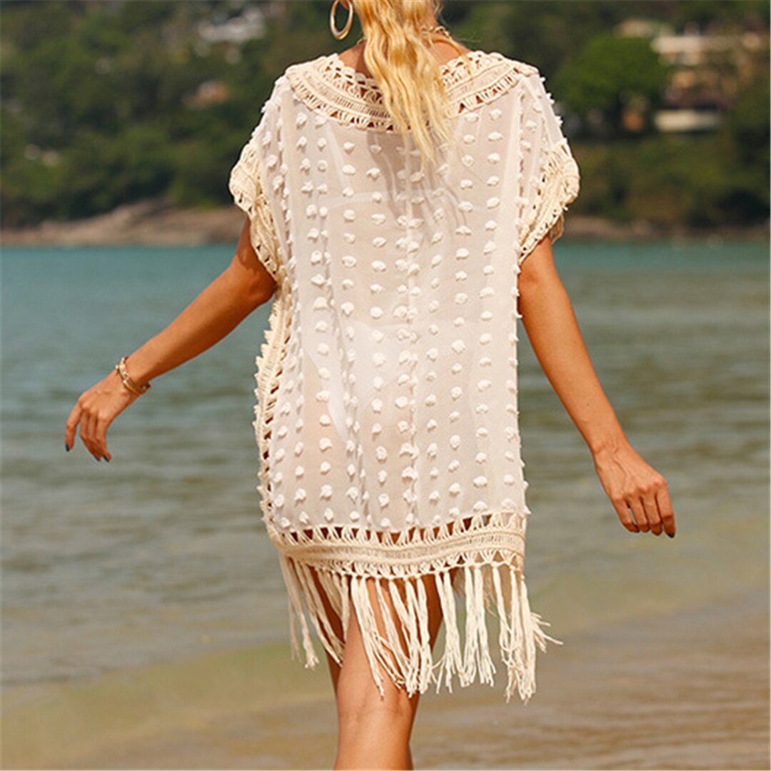 Sunset and Swim Fringe Tassel Crochet Beach Cover Up Sunset and Swim